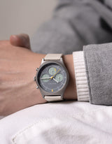 Offwhite solar chronograph leather strap watches