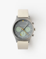 Offwhite solar chronograph leather strap watches