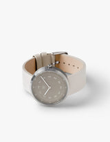 SMOKE GREEN OFFWHITE 40MM + NAVY LEATHER STRAP SET  (SILVER)