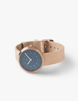 STORM CLOUD CAMEL 34MM + NAVY LEATHER STRAP SET (ROSE GOLD)