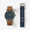 MUS-02 BROWN 34MM + NAVY PARACHUTE STRAP SET