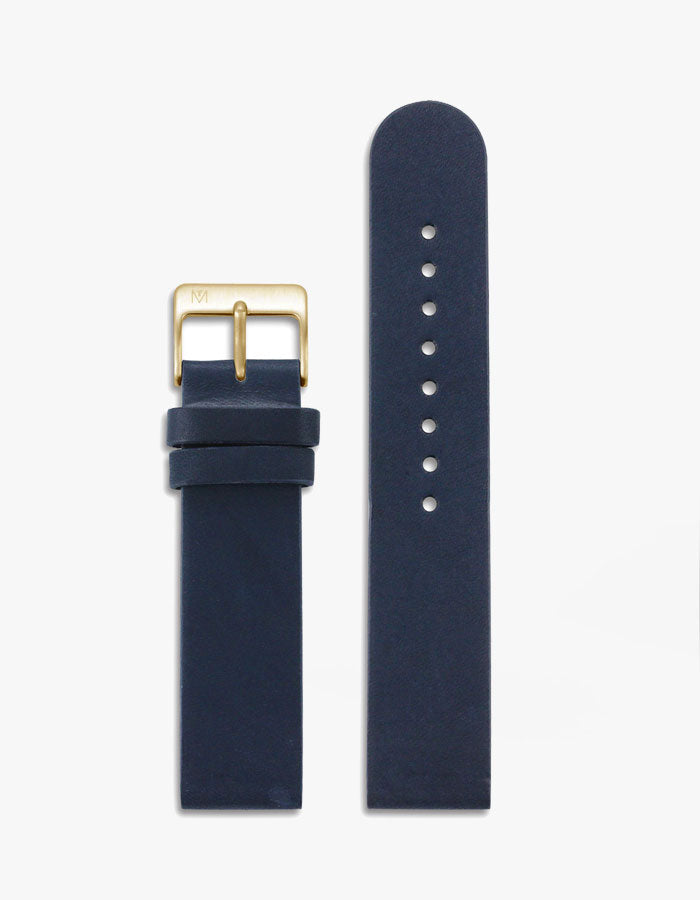 MUSTANG BROWN 40MM + NAVY LEATHER STRAP SET  (GOLD)
