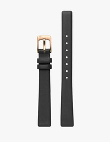 12MM BLACK LEATHER STRAP (ROSE)