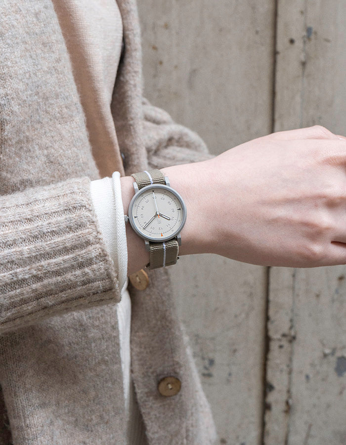 Khaki minimalist womens watch